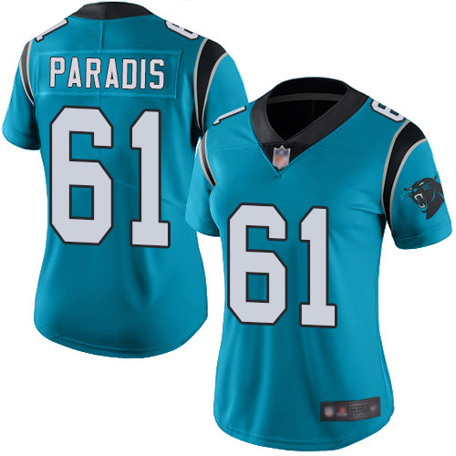 Carolina Panthers Limited Blue Women Matt Paradis Jersey NFL Football #61 Rush Vapor Untouchable->women nfl jersey->Women Jersey